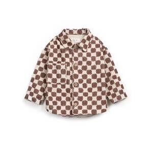 NEW PLAY UP boy's check shirt jacket in cream/brown
